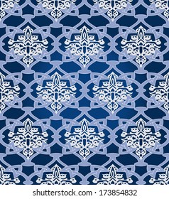Decorative colorful seamless pattern in mosaic ethnic style. Vector background illustration