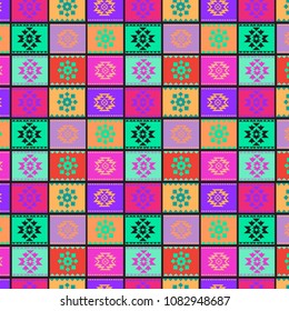 Decorative colorful tile pattern design. Vector illustration.ethnic elements