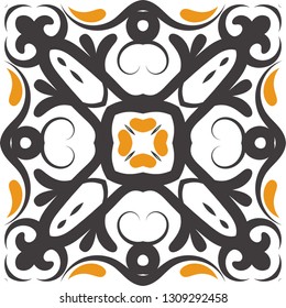 Decorative colorful tile pattern design. Traditional ornate portuguese decorative color tiles azulejos. Vintage tiles, typical portuguese tiles, Ceramic tiles. Arabic, spanish, turkish, wall pattern.