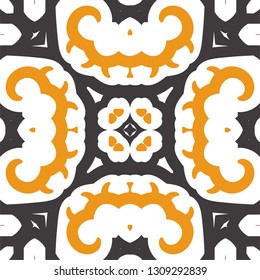 Decorative colorful tile pattern design. Traditional ornate portuguese decorative color tiles azulejos. Vintage tiles, typical portuguese tiles, Ceramic tiles. Arabic, spanish, turkish, wall pattern.