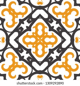 Decorative colorful tile pattern design. Traditional ornate portuguese decorative color tiles azulejos. Vintage tiles, typical portuguese tiles, Ceramic tiles. Arabic, spanish, turkish, wall pattern.