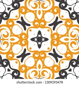 Decorative colorful tile pattern design. Traditional ornate portuguese decorative color tiles azulejos. Vintage tiles, typical portuguese tiles, Ceramic tiles. Arabic, spanish, turkish, wall pattern.