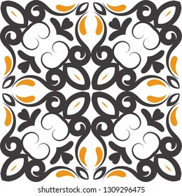 Decorative colorful tile pattern design. Traditional ornate portuguese decorative color tiles azulejos. Vintage tiles, typical portuguese tiles, Ceramic tiles. Arabic, spanish, turkish, wall pattern.