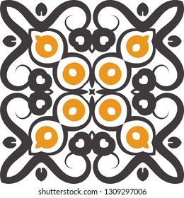 Decorative colorful tile pattern design. Traditional ornate portuguese decorative color tiles azulejos. Vintage tiles, typical portuguese tiles, Ceramic tiles. Arabic, spanish, turkish, wall pattern.