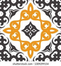 Decorative colorful tile pattern design. Traditional ornate portuguese decorative color tiles azulejos. Vintage tiles, typical portuguese tiles, Ceramic tiles. Arabic, spanish, turkish, wall pattern.