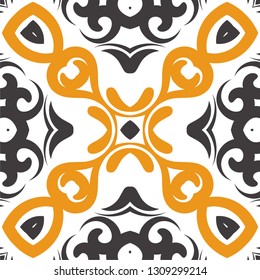 Decorative colorful tile pattern design. Traditional ornate portuguese decorative color tiles azulejos. Vintage tiles, typical portuguese tiles, Ceramic tiles. Arabic, spanish, turkish, wall pattern.