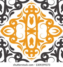 Decorative colorful tile pattern design. Traditional ornate portuguese decorative color tiles azulejos. Vintage tiles, typical portuguese tiles, Ceramic tiles. Arabic, spanish, turkish, wall pattern.