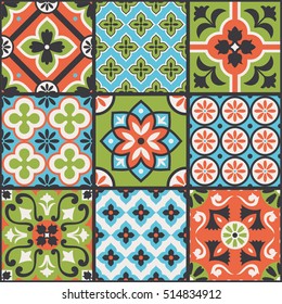 Decorative colorful tile pattern design. Vector illustration.