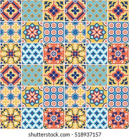 Decorative colorful tile pattern design. Vector illustration.