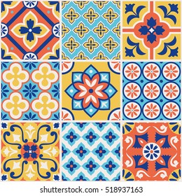 Decorative colorful tile pattern design. Vector illustration.