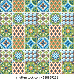 Decorative colorful tile pattern design. Vector illustration.