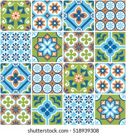 Decorative colorful tile pattern design. Vector illustration.
