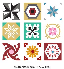 Decorative colorful tile pattern design. Vector illustration.