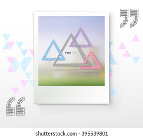 Decorative Colorful Triangles Frames Com[position on a Photo Paper Mockup