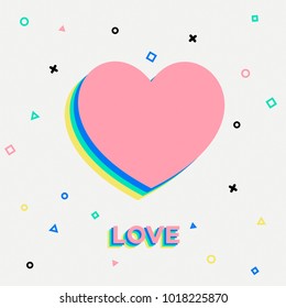 Decorative colorful vector with circles, triangles and other objects.