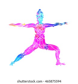 decorative colorful yoga pose.