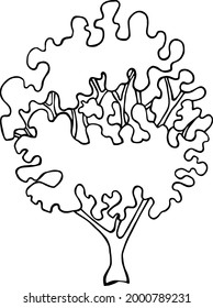 Decorative coloring illustration with tree. Stylized tree,Hand drawn tree for adult coloring book,pages,art therapy.