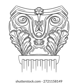 Dekorative Säule, architektonisches Element, Handzeichnung Design Element. Scroll verzierte Monogramm, wirbeln Vignette. Vektorgrafik einzeln für Design, Druck, Stoff, Einladung, Hochzeit