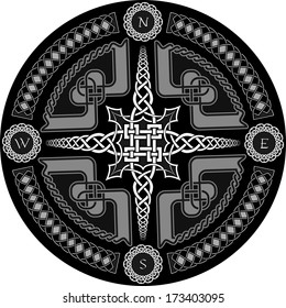 Decorative compass in Celtic style with ornament - a vector