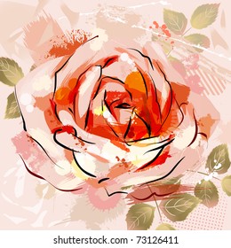 decorative composition with big grunge rose