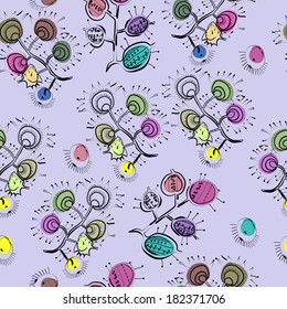 Decorative composition from branches with flowers on them. Pattern.