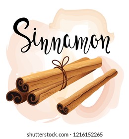 Decorative composition with cinnamon sticks. Spice set.