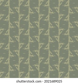 Decorative composition consisting of several strips with a content of square shapes and oblique connections, a kind of zigzag. Pattern in gray and light green tones.