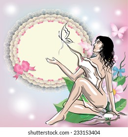 decorative composition with girl