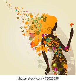decorative composition with girl