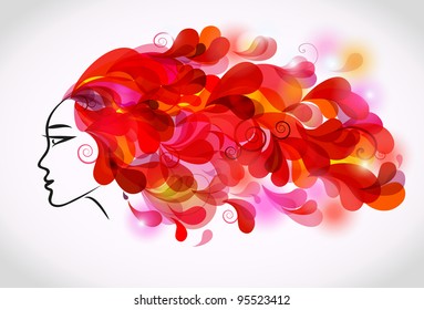 Decorative composition with girl's head eps10