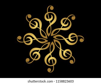 Decorative Composition of Golden Treble Clefs