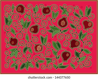 Decorative composition with pomegranate