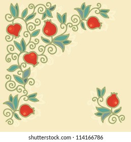 Decorative composition with pomegranate - vector