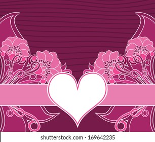Decorative composition with poppies and heart. Vector elements are grouped. 