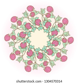 Decorative composition with red clover in bloom. St. Patrick's day festive design. EPS 10 vector illustration