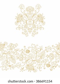 Decorative composition and seamless ribbon with stylised fruits