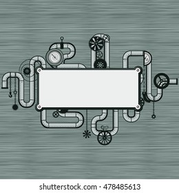 Decorative composition in style the steam punk - pipes. Vector illustration.