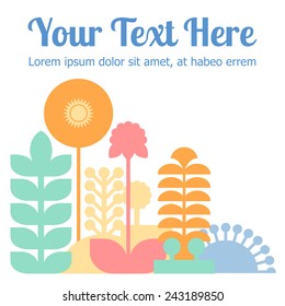 Decorative composition of stylized plants in cheerful colors on white background