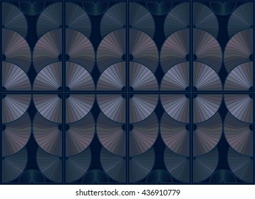 Decorative composition from superposed circles. Metallic effect background. Vector illustration