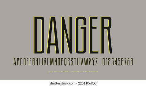 Decorativo sans comprimidos serif fuente. Cartas y números para el diseño del logotipo y del emblema. Ilustración del vector