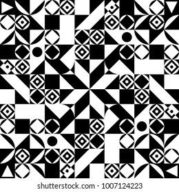 Decorative concentric ornament. Black and white geometric pattern. Abstract background. Geometric black and white mandala