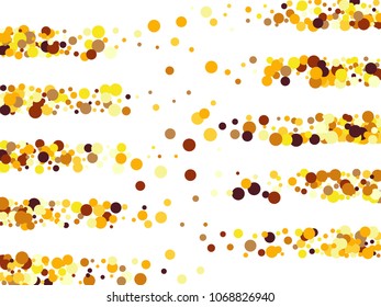 Decorative confetti circle decoration for card background, holiday vector illustration. Childish color round confetti dots, circles chaotic scatter, trendy rich bokeh background.
