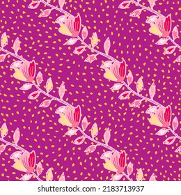 Decorative contemporary flowers seamless pattern. Abstract floral wallpaper. Naive art. Strange botanical plants endless wallpaper. Design for fabric, textile print, wrapping, cover.