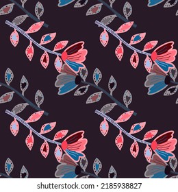 Decorative contemporary flowers seamless pattern. Abstract floral wallpaper. Naive art. Strange botanical plants endless wallpaper. Design for fabric, textile print, wrapping, cover. 