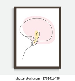 Decorative continuous line drawing calla flower, design element. Can be used for wall prints, cards, invitations, banners, posters, print design. Minimalist line art. Wall decor