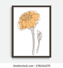Dibujo continuo decorativo de flores de mariscos, elemento de diseño. Se puede usar para imprimir en pared, tarjetas, invitaciones, banners, carteles, diseño de impresión. Arte de líneas minimalistas. Decoración de paredes