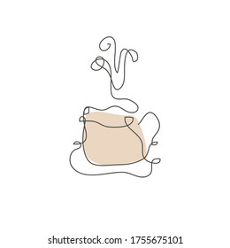 Decorative continuous line hand drawn coffee tea cup, design element. Can be used for menu, cards, invitations, banners, posters, print design