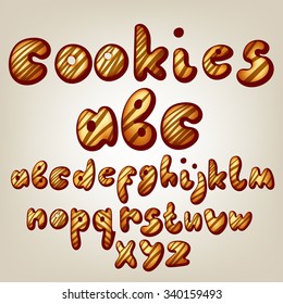 Decorative cookies alphabet with chocolate glaze