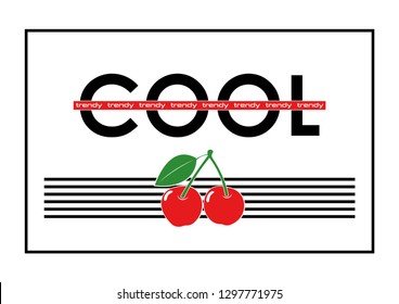 Decorative Cool Text with Cherry Vector