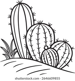 Decorative corner border using grouped barrel cactus silhouettes perfect for botanical themed layouts nature backgrounds and southwestern style creative artwork